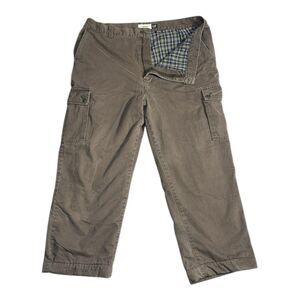 GAP Y2K Cargo Pants Gray Fleece Lined Plaid Size 40x30 (Actual 40x27) EUC